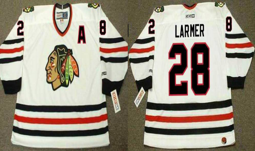 2019 Men Chicago Blackhawks #28 Larmer white CCM NHL jerseys